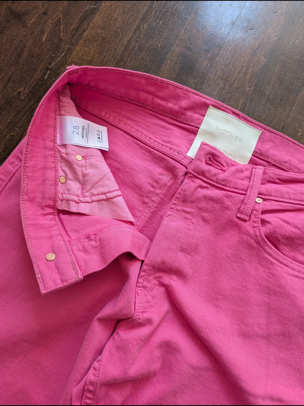 Mother Jeans "the Newbie Skimp" Women’s Pink Straight-Leg Jeans Size 28 - Picture 2 of 2